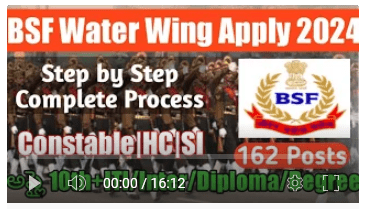 BSF Water Wing Recruitment 2024 - Apply Online for 162 Posts CT HC SI ...